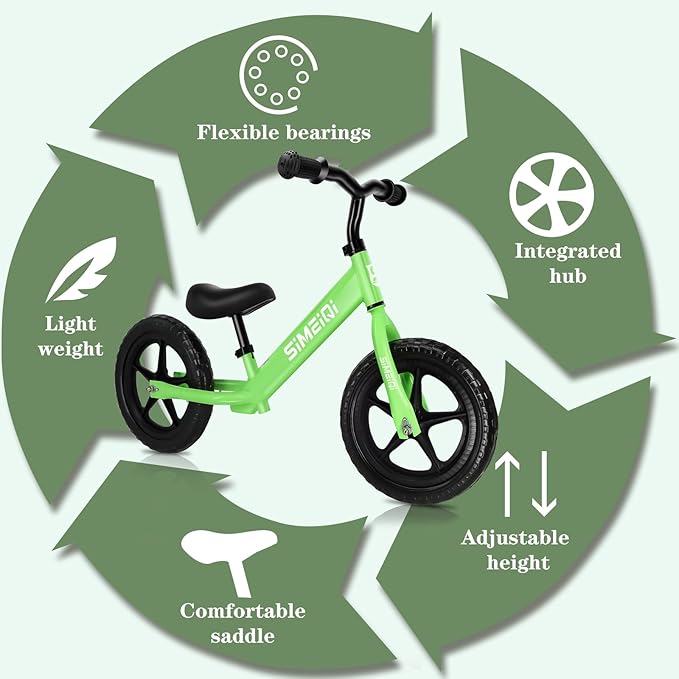 SIMEIQI 12" Balance Bike for Boys Girls 2 3 4 5 Years Old No Pedal Walking Balance Training Sports Bicycle for Kids Toddlers