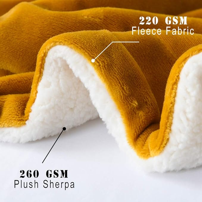 NANPIPER Throw Blanket Warm Sherpa Blanket Soft Fuzzy Plush Reversible Fleece Microfiber for Bed/Couch(60"x80",Ginger Yellow)