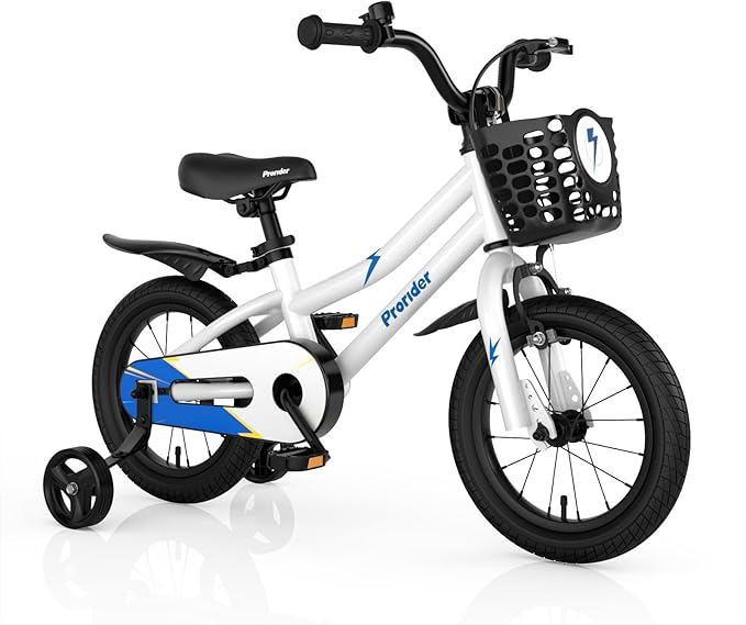 COSTWAY Kids Bike, 12 14 16 18 Inch Toddler Bike for Boys & Girls Aged 3-8 Years Old, Kids Bicycle w/Removable Training Wheels, Handbrake & Coaster Brake, Basket, Bell