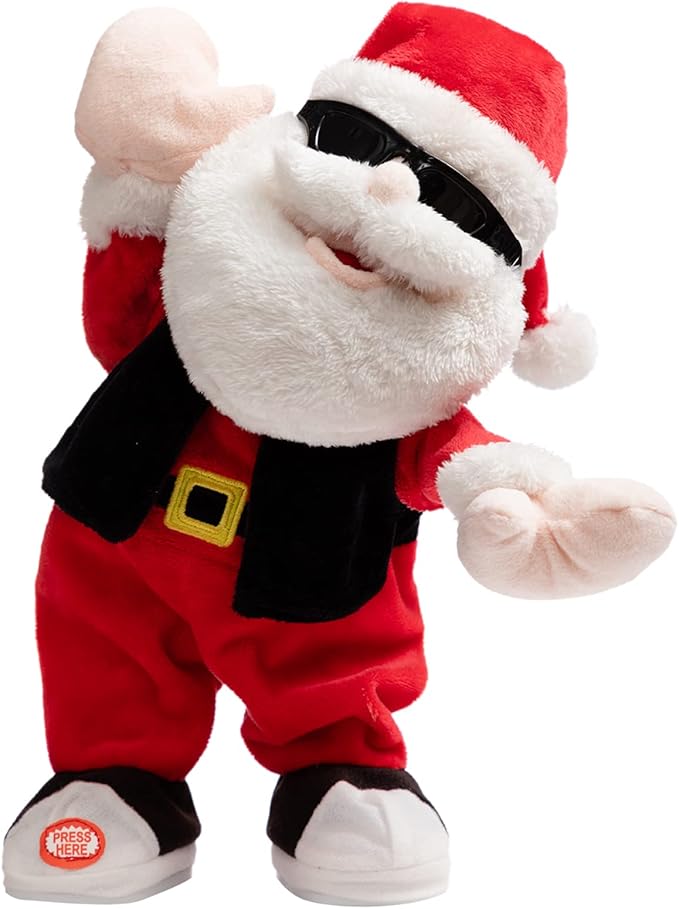 HollyHOME Animated Santa Claus Plush Christmas Singing Dancing Santa Claus Doll Xmas Musical Toy Gift for Kids 14 inch
