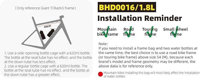 Rhinowalk Bicycle Front Frame Bag Bike Under Top Tube Triangle Bag Lightweight 1.7L Cycling Accessories Nylon Pack Pouch for Mountain Road Bike