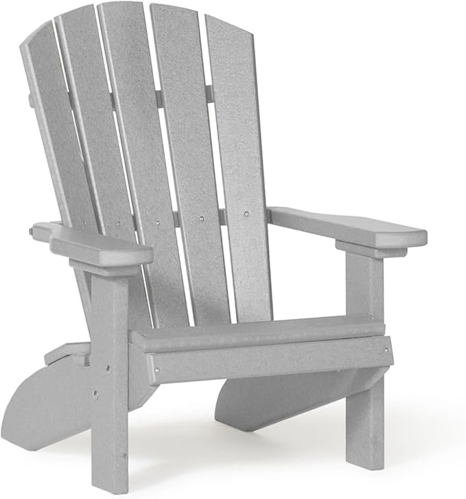 DutchCrafters Poly Kids Adirondack Chair, Outdoor Chair for Kids Ages 3–8, Durable Child-Sized Patio Seating for Camping and Backyard Play - Amish Made in USA (Gray)