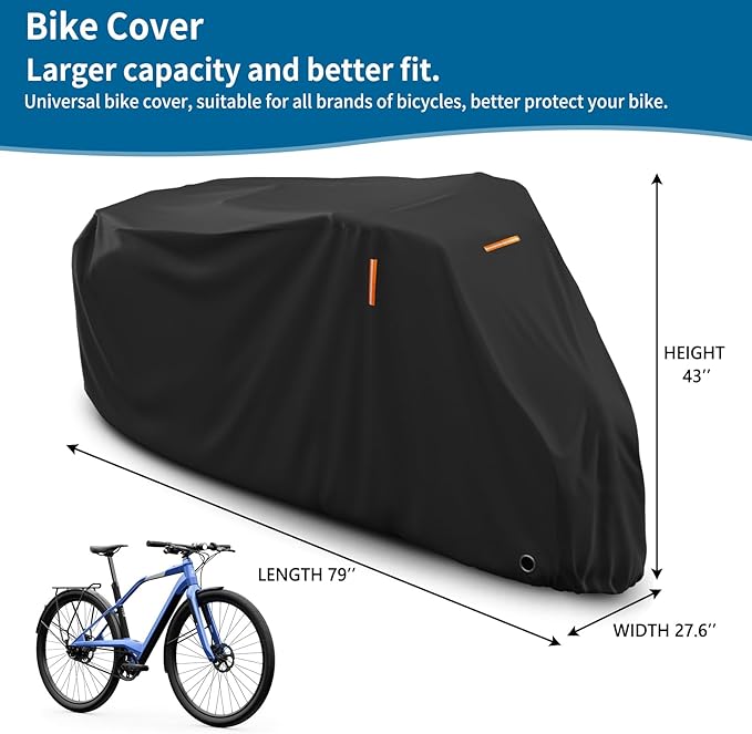 AKEfit Bike Cover, Waterproof Outdoor Bicycle Cover Rain UV Snow Proof with Anti-theft Lock Hole Outside Bike Storage Covers for Mountain Road Electric City Bike-L for 1 Bike