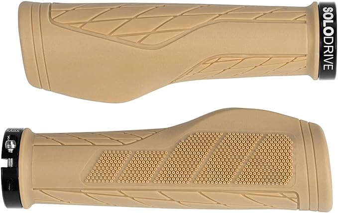 SOLODRIVE Ergonomic Design Mountain Bike Grips, Comfortable Bicycle Handlebar Grips, Single Lock-on and Non-Slip MTB Handle, Fit MTB, E-Bike, Hybrid, Scooter