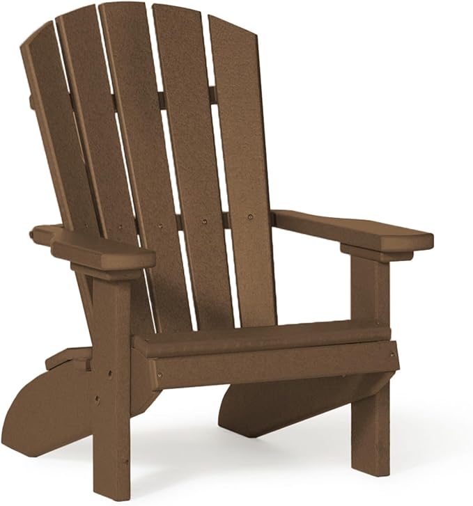 DutchCrafters Poly Kids Adirondack Chair, Outdoor Chair for Kids Ages 3–8, Durable Child-Sized Patio Seating for Camping and Backyard Play - Amish Made in USA (Brown)
