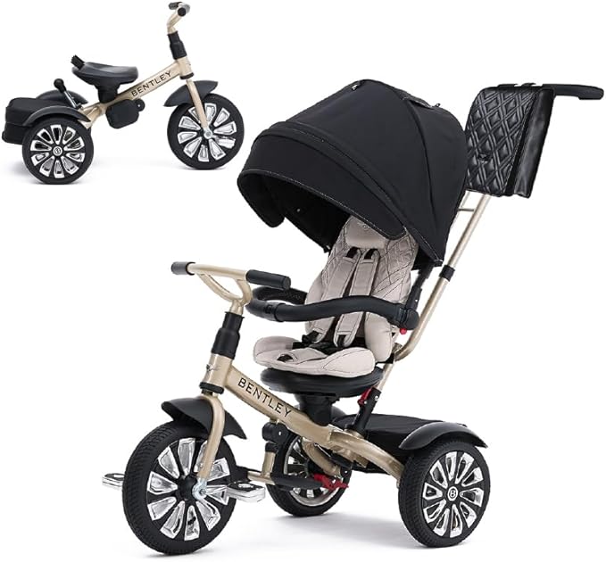 Bentley Trike - All Terrain Toddler Bike 6-in-1, Mulliner Gold Limited Edition, Officially Licensed and Designed by Bentley Motors UK; Baby to Big Kid Tricycle (6m-5y+)