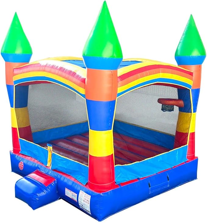 Crossover Rainbow Inflatable Bounce House, Bouncy Jump Castle for Kids and Toddlers, Outdoor Birthday Party Jumping Bouncer, Commercial-Grade, Without Blower, 13 x 12 x 14.5 Ft