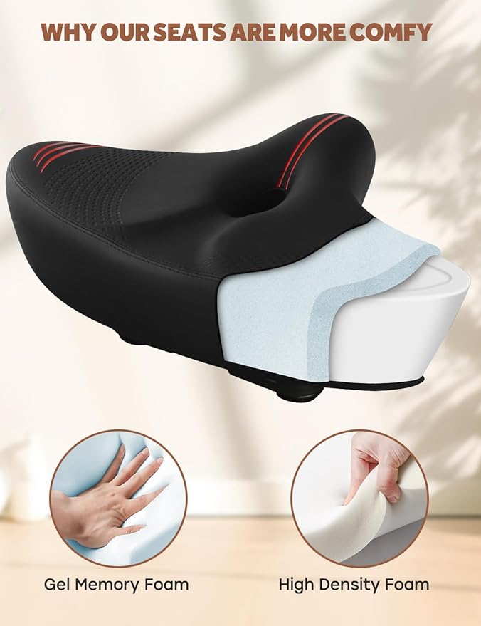 Extra Oversized Bike Seat Cushion for Peloton Bike & Bike+, Comfort Bicycle Seat Replacement for Men Women, Wide Bike Saddle Compatible with Peloton Accessories, Exercise, Electric, Cruiser Bikes
