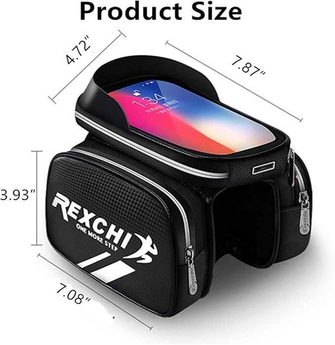 Bike Front Frame/Handlebar Phone Mount Bag Top Tube Bike/Bicycle Bag Waterproof Cycling Accessories Bike Pouch with Sensitive TPU Touch-Screen Fit Smartphone Below 6.5''