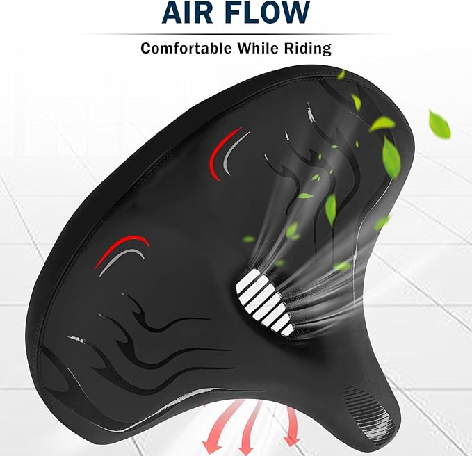 Haoqi Bike Seat Cushion for Men & Women Oversized Bike Saddle Compatible with City, Electric, Stationary, Peloton, MTB, Racing Bikes, Wide Winged, Padded, Waterproof, Shock Absorbing, Universal