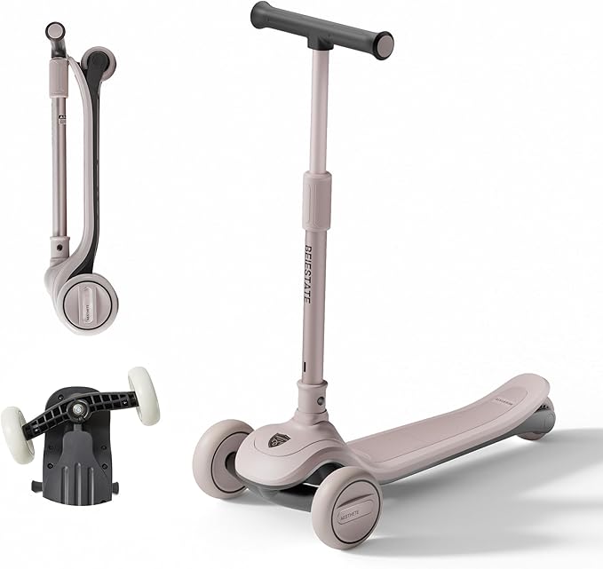 Kids Kick Scooter with Front Wheel Adjustable Steering Angle Control System, 3 Wheel Scooter for Kids Ages 3-18, Max 220 lbs 35.4" T-bar, One-Piece Brake, 3 LED Light Wheels, Scooter for Teens Adults