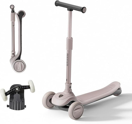 Kids Kick Scooter with Front Wheel Adjustable Steering Angle Control System, 3 Wheel Scooter for Kids Ages 3-18, Max 220 lbs 35.4" T-bar, One-Piece Brake, 3 LED Light Wheels, Scooter for Teens Adults