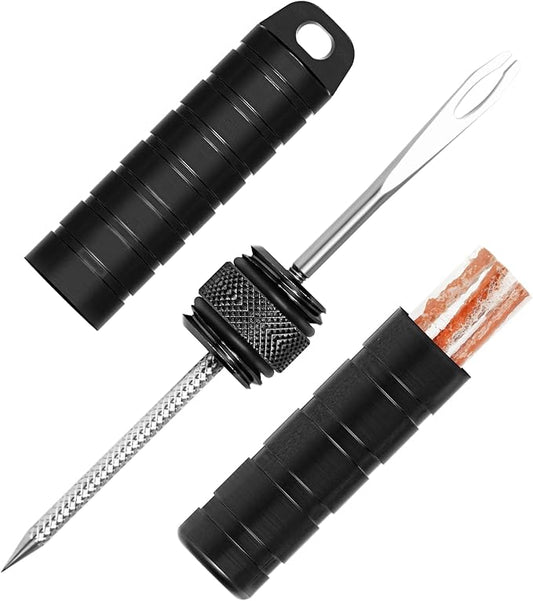 BWSHLF Tubeless Bike Tire Repair Kit for Mountain Bikes & Road Bicycles, Tubeless Tire Plug Kit with Storage Canister, Reamer, Insertion Fork, 10 Bacon Strips, Fix a Puncture or Flat, No Glue Needed