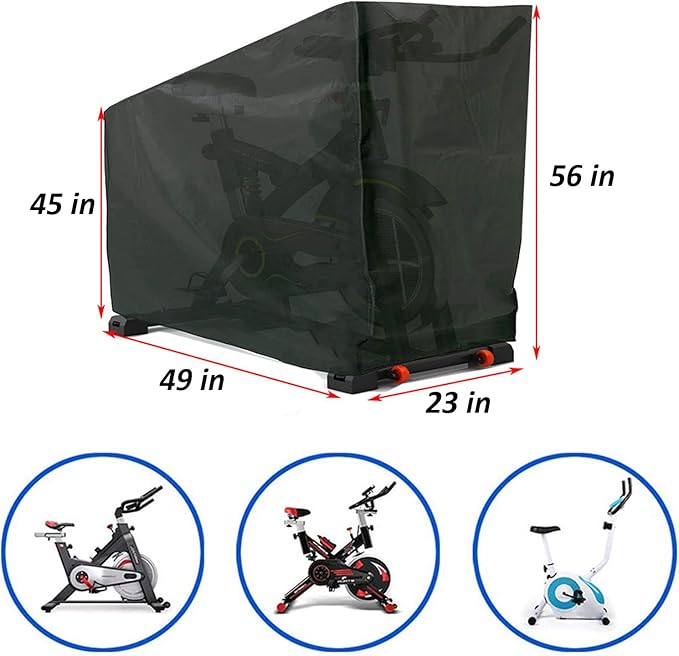 Exercise Bike Cover, Upright Cycling Protective Cover Stationary Bike Cover for Indoor & Outdoor, Dustproof Waterproof Fitness Bicycle Cover with Drawstring, Black, 56x49x23 In