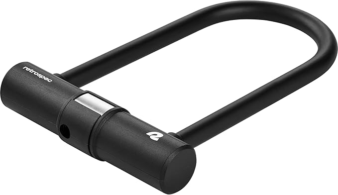 Retrospec Lookout U-Lock Bike Lock with 4Ft Security Cable, Heavy Duty Anti-Theft Bicycle Lock with 14mm Shackle, Pick Resistant & Secure Anti-Rotation Design