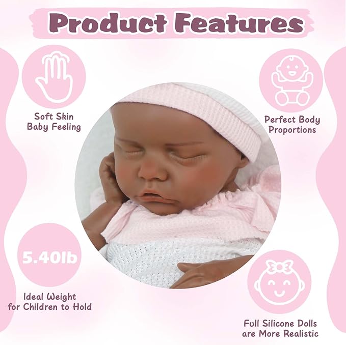 18.11 in Full Silicone Reborn Baby Dolls, 1:1 Lifelike Newborn Dolls Non Vinyl Realistic Reborn Toddler Dolls Boy Washable Sleeping Doll
