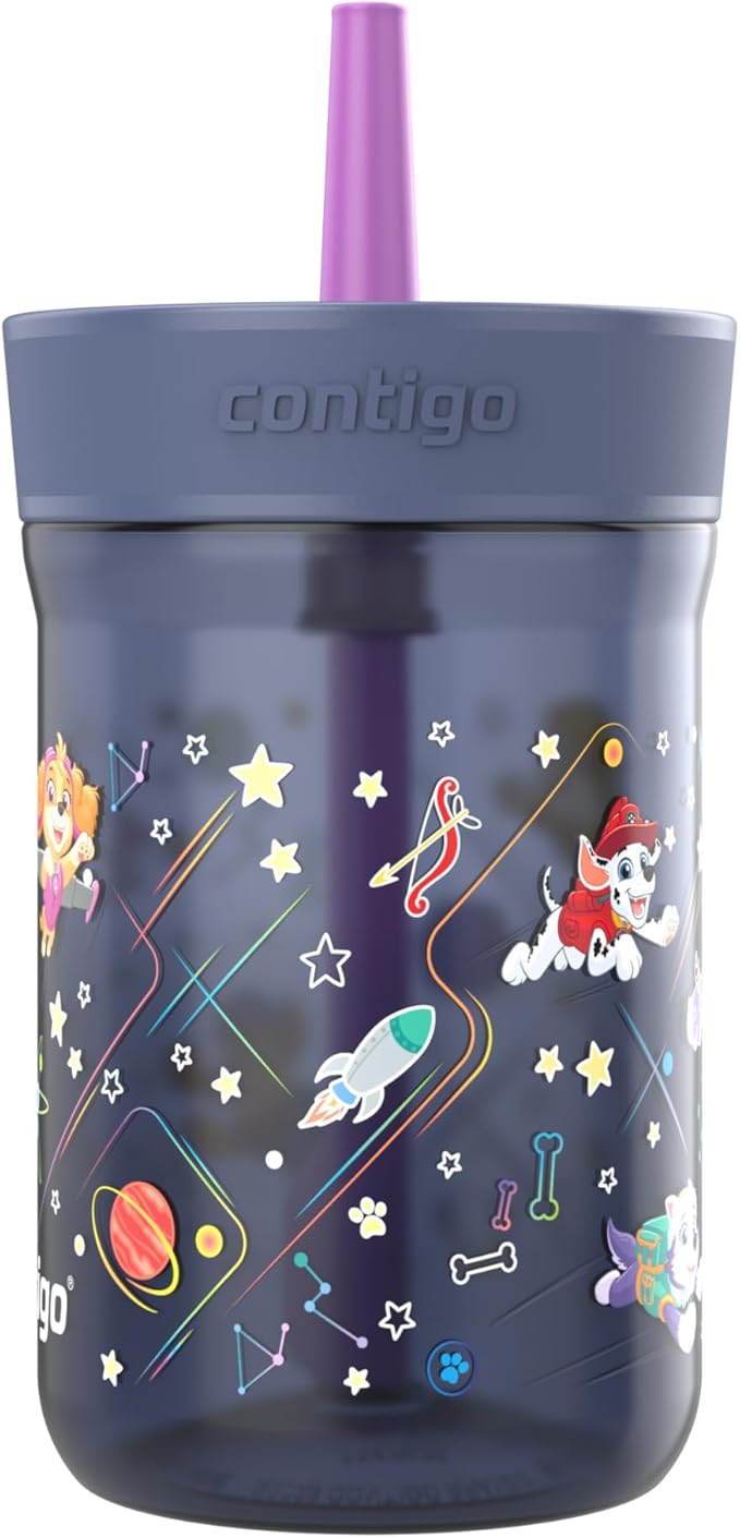 Contigo Kids Leighton Spill-Proof Paw Patrol Tumbler with Straw, 14oz, Space Zodiac, Purple