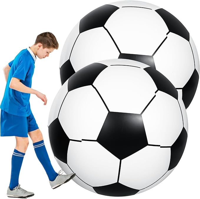 2 PCS Giant Inflatable Soccer Balls, 40 in Jumbo Beach PVC Ball, Oversized Fun for Party, Kindergarten Sports