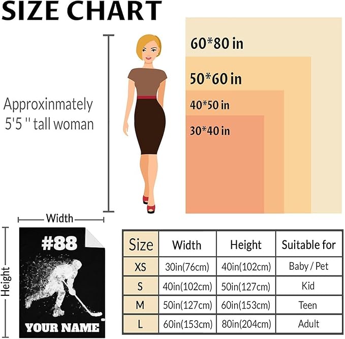 Boys Hockey Gifts - Ice Hockey Blanket for Girls - Kids Throw Blankets for Girls - 50"x60" Soft Warm Throws for Sofa