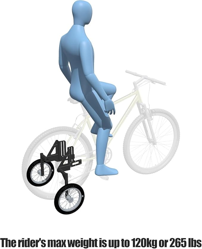 CyclingDeal Adjustable Adult Bicycle Bike Stabilizers Training Wheels Fits 24" to 29" - Quality Heavy Duty-Max Weight up to 120kg/265 lbs.