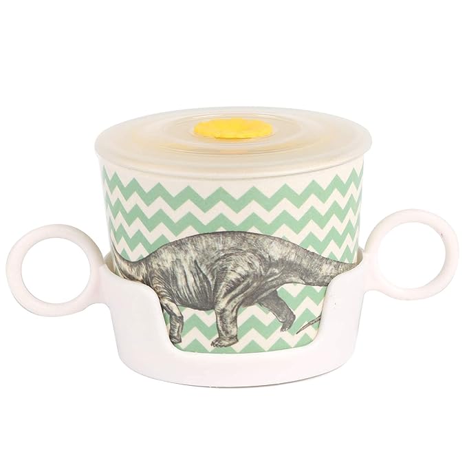 shopwithgreen 7Pcs/Set Bamboo Kids Dinnerware Set - Children Dishes - Food Plate Bowl Cup Spoon Fork Set Dishware, Cartoon Tableware, Dishwasher Safe Kids Healthy Mealtime, BPA Free