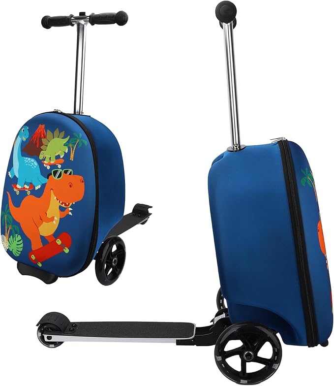 emissary Scooter Luggage for Kids – Ride-On Suitcase, Scooter Ride Luggage, Lightweight Carry-On Suitcase Kid Travel Bag (Blue)