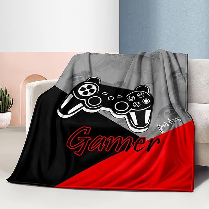 lirs Bedding Gaming Throw Blanket 80" x 60’’ Super Soft, Fleece, Gamer Gift for Couch Sofa for for Kids Boys Teens Video Game (MT-A03, 80’’x60)