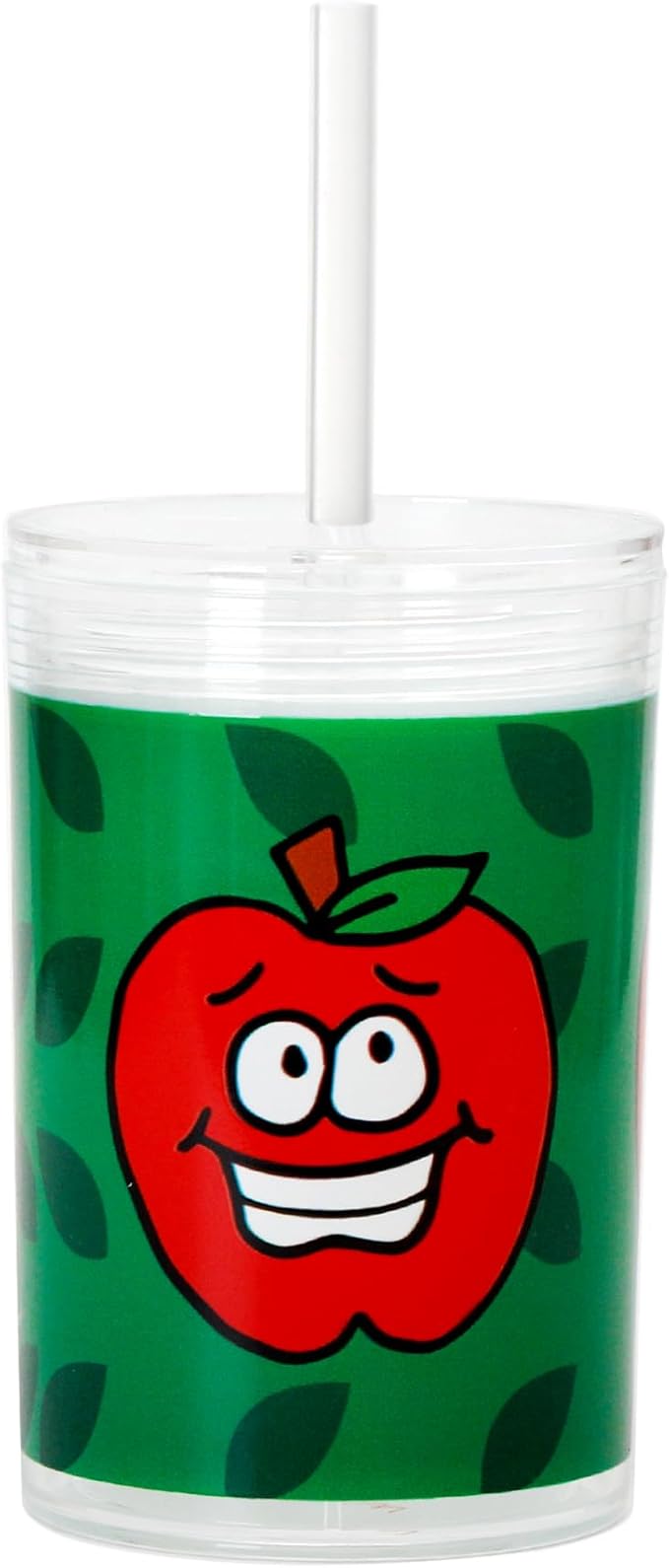 Youngever Kids Tritan Cup with Straws, Reusable 14 Ounce Toddler Cup with Lid and Straw, Unbreakable Kids Tritan Tumbler with Straw (Apple)