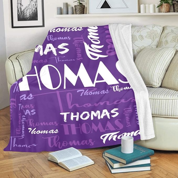 Dr.TOUGH Personalized Name Blanket Personalized Blanket for Adult Kids Flannel Customized Personalized Blankets and Throws