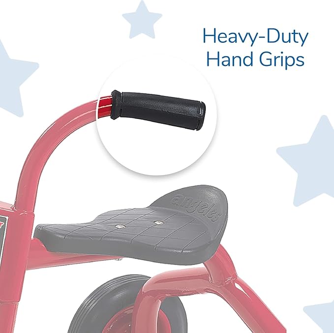 CLASSICRIDER Toddler Trike, Kids Tricycle for Riders Ages 3 and up, Preschool, Daycare, Playground Kids Tricycles, Rubber Tires, Red/Black, 8" Pusher