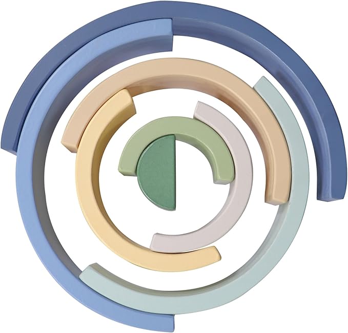 Asweets Wooden Stackable Rainbow Toy, 8 PCS Wooden Building Blocks Set for 1 2 3 Baby, Kids and Toddlers, Montessori Rainbow Nesting Puzzle, Best for 18M+, Cognitive Development (Blue)