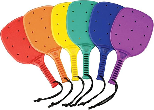 Champion Sports 14-inch Junior Plastic Paddleball Racket Set of 6 - Assorted Colors