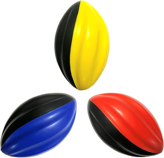 Mini Football 3-Pack - 5” Spiral Foam Football Small Footballs for Kids - Mini Footballs 3-Pack - Soft, Easy Grip Toddler (Red, Yellow, Blue)