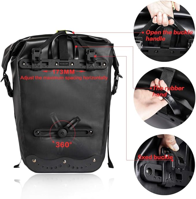 Rhinowalk Bike Bag Waterproof Bike Pannier Bag for Bicycle Cargo Rack Saddle Bag Shoulder Bag Laptop Pannier Rack Bicycle Bag Professional Cycling Accessories