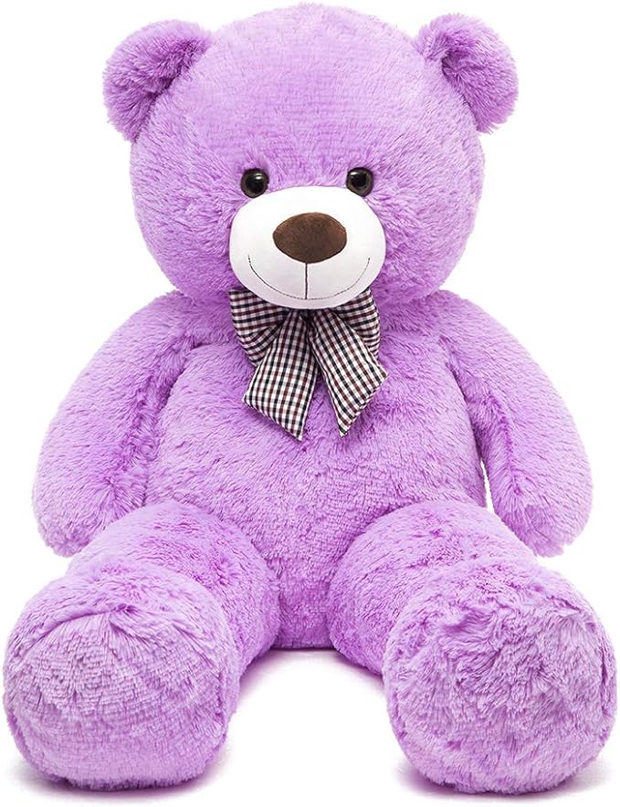 MorisMos Bow Tie Giant Teddy Bear 4 Feet, 47inch Stuffed Animal Big Teddy Bear Plush, Classic Girlfriend Boyfriend Gift on Birthday, Violet