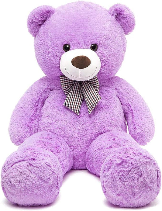 MorisMos Bow Tie Giant Teddy Bear 4 Feet, 47inch Stuffed Animal Big Teddy Bear Plush, Classic Girlfriend Boyfriend Gift on Birthday, Violet