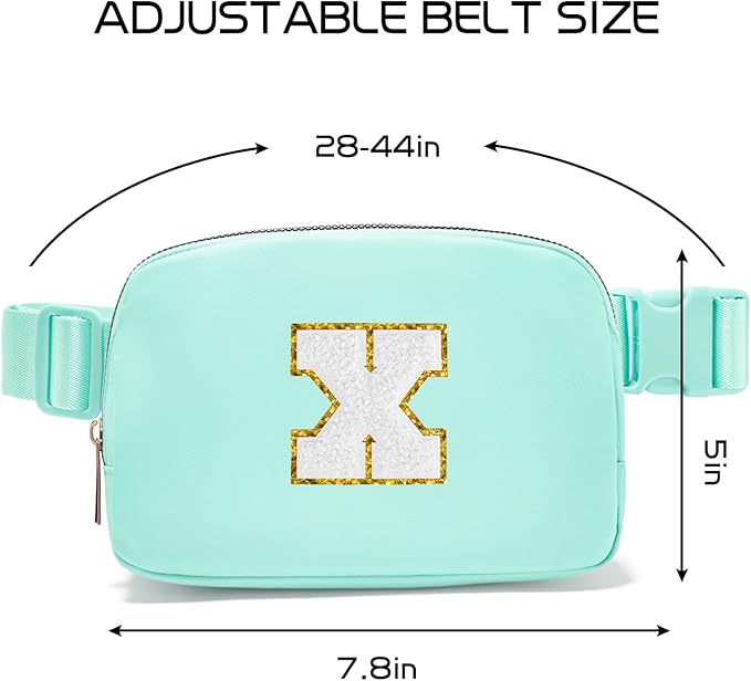 Gitus Birthday Gifts for 8 9 10 11 12 13 Year Old Girls Personalized Fanny Pack Crossbody Bags with Initial Letter Patch Belt Bag for Teen Girls Cute Trendy Stuff Travel Essentials (Mint Green-X)