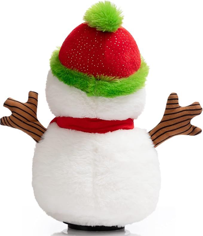 HollyHOME Animated Christmas Snowman Plush Singing Snowman Doll with LED Lights Xmas Musical Toy Gift for Kids 13 inch