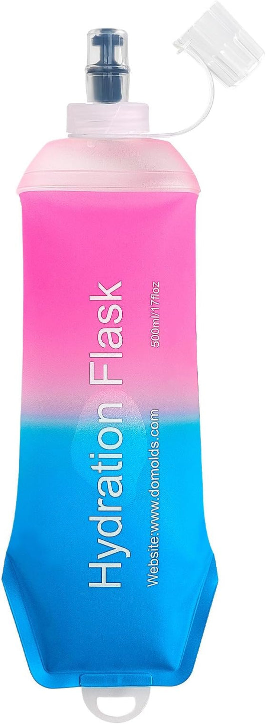 500ml Soft Flask Soft Water Bottle for Running, Hiking, Travelling, Cycling and Climbing - Gradient Pink