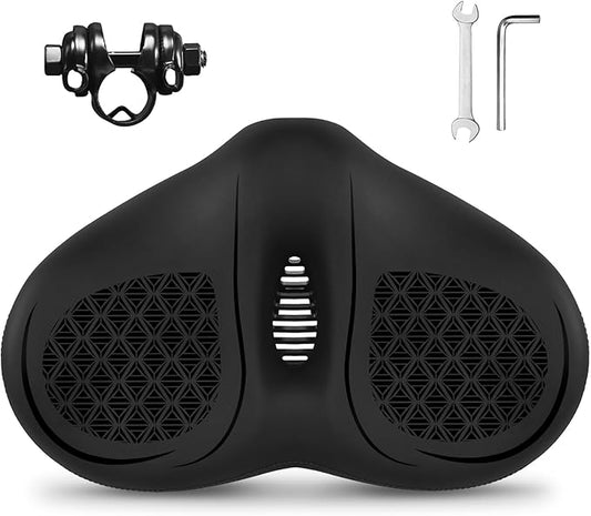 BUCKLOS New Noseless Bike Seat for Comfort Men&Women Extra Wide Bicycle Seat Cushion Oversized Comfortabele Foam Padded Bike Saddle for Peloton Exercise Bike Ebike Cruiser Bikes