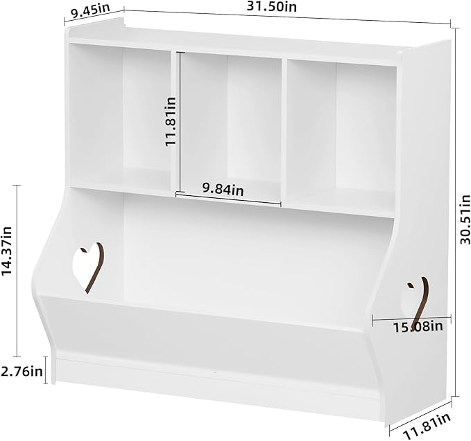 Lerliuo Kids White Toy Storage Organizer, Children Small Bookcase and Bookshelf, Toddler 4 Cubby Toy Storage Cabinet, Toy Shelf for Playroom, Bedroom, Living Room, Nursery, School 29.53'' H