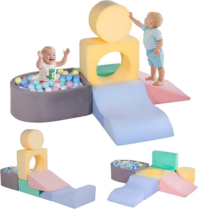 Climbing Toys for Toddlers 1-3, Foam Climb Blocks for Baby，6-Piece Baby Climbing Crawling Toys Soft Foam Blocks Activity Play Set (6-Piece)