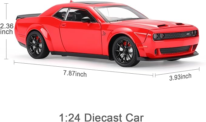 SASBSC Toy Cars for Boys Age 3-12 1:24 Car Toys Diecast Metal Car Model with Light & Sound Collectable Muscle Cars for 3+ Year Old Kids (Red)