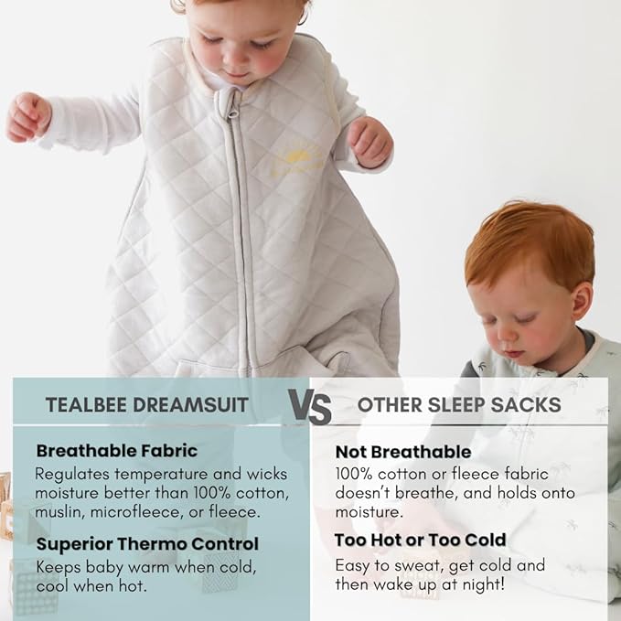 Tealbee Dreamsuit Toddler Sleep Sack with Feet – Walker Sleep Bag with Legs, Rayon made from Bamboo, All Season 1.2 TOG, 2-Way Zipper, 3T-4T - Sunshine