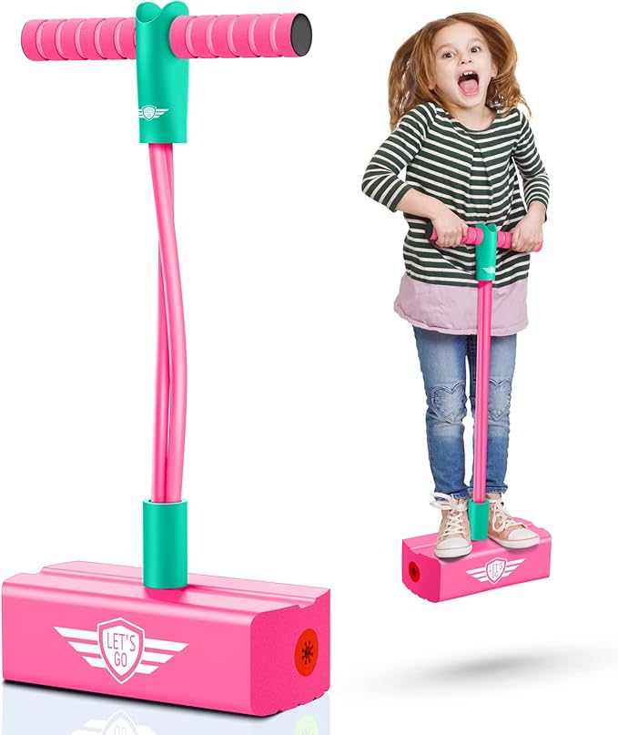CUUGO LET'S GO! CG Jumping Promotes Growing Taller- Pogo Stick Foam Pogo Jumper for Kids, Toys for 3-12 Year Old Boys Girls Outdoor Toys Indoor Toys Fun Gifts Christmas Stocking Stuffers Gifts