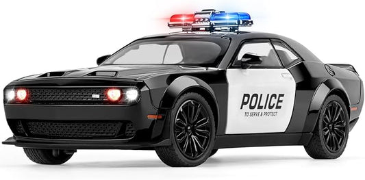 SASBSC Police Car Toys for Boys Age 3-12 Metal Toy Cars with Light and Sound Pull Back Diecast Model Car Collectable Muscle Cars for Kids 3+ Year Olds