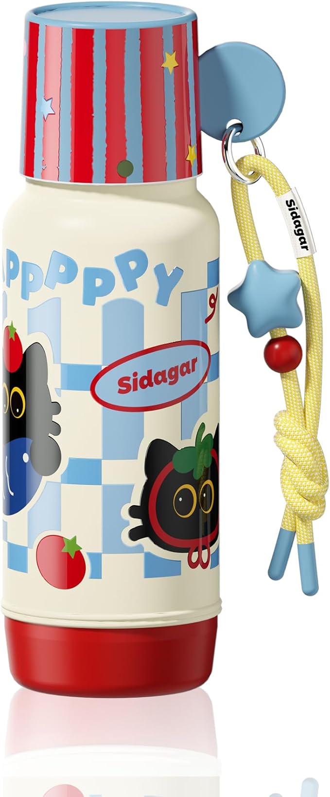 20 oz Cute Tumbler witn Lid and Straw, Insulated Stainless Steel Kids Water Bottle with Strap, Travel Leak Proof Coffee Cup, Cat