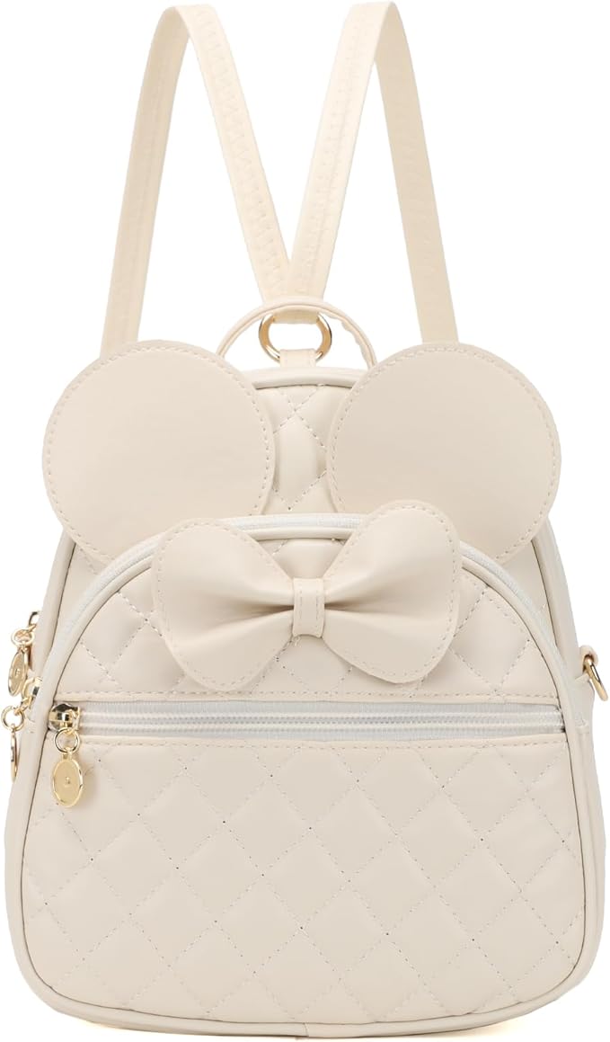 KL928 Girls Mini Backpack Bowknot Polka Dot Cute Small Daypacks Convertible Shoulder Bag Purse for Women