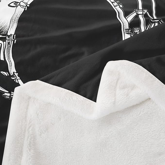 Drum Kit Plush Throw Blanket for Sofa Couch Bed - Rock Music Themed Sherpa Fleece With Musical Pattern - Fuzzy Room Decor - 50x60 Inch