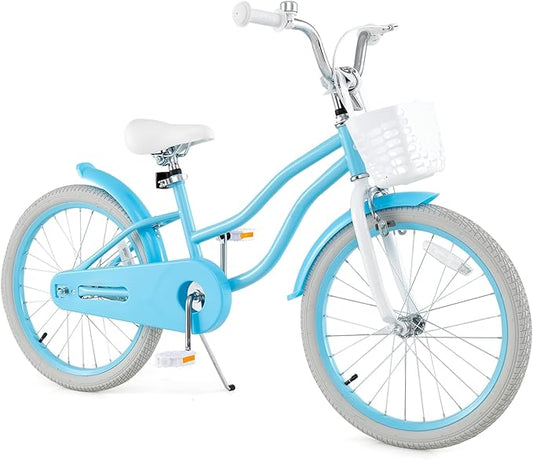 COSTWAY Kids Bike, 12 14 16 18 Inch Toddler Bike Children Bicycle w/Training Wheels, Hand & Coaster Brakes, Adjustable Saddle & Handlebar, Basket, Bell, Kids Bicycle for Girls Boys Aged 3-8 Years Old